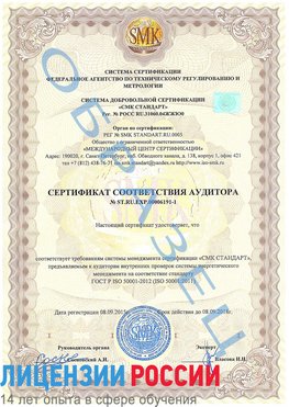 Образец сертификата соответствия аудитора №ST.RU.EXP.00006191-1 Вологда Сертификат ISO 50001